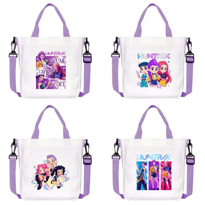 Wholesale Kpop Cartoon Print New Purple Canvas Handbag,  Shoulder Bag,