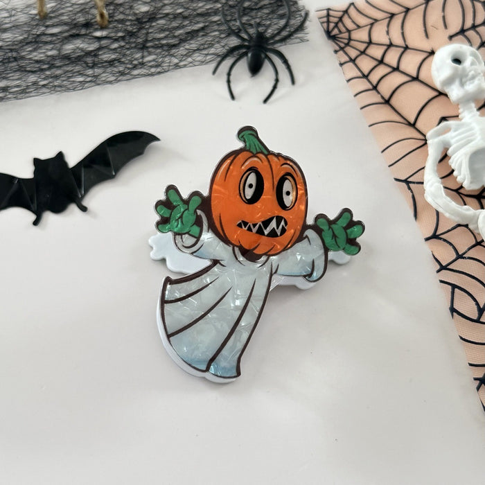 Wholesale headdress funny skull pumpkin clip witch hat ghost hairpin half-tied ponytail clip hair accessories