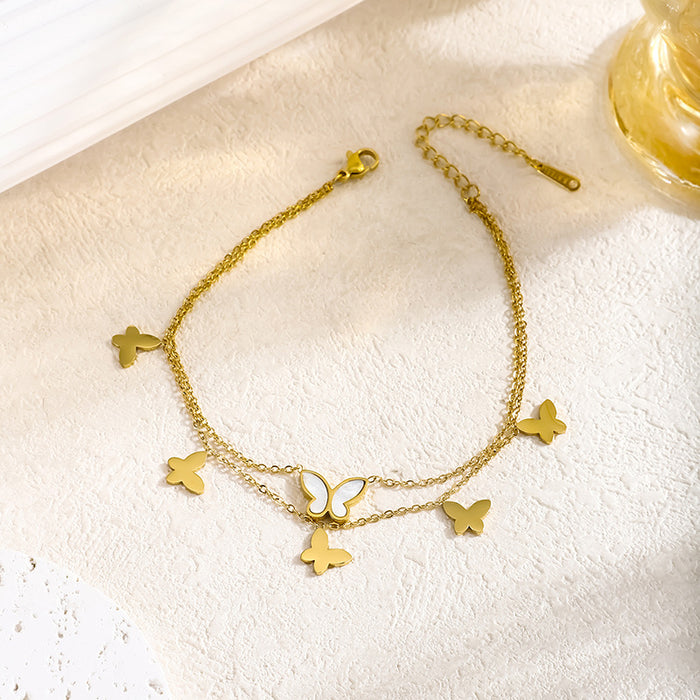 Wholesale Butterfly Titanium Steel Anklet