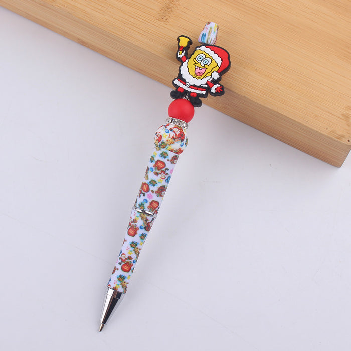 Wholesale Cartoon Christmas Santa Claus Silicone Plastic Bead Pen JDC-PN-GuangTian010