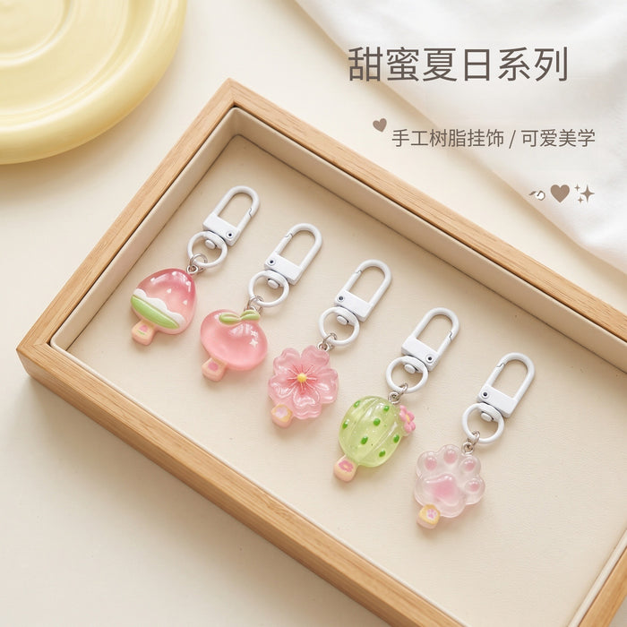 Wholesale Cute Ice Cream Keychain Plastic Color Bag Charm Car Key Accessory Fashion Gift For Women Girls