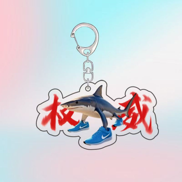 Wholesale Keychain funny abstract wooden stick man foot tree acrylic schoolbag pendant