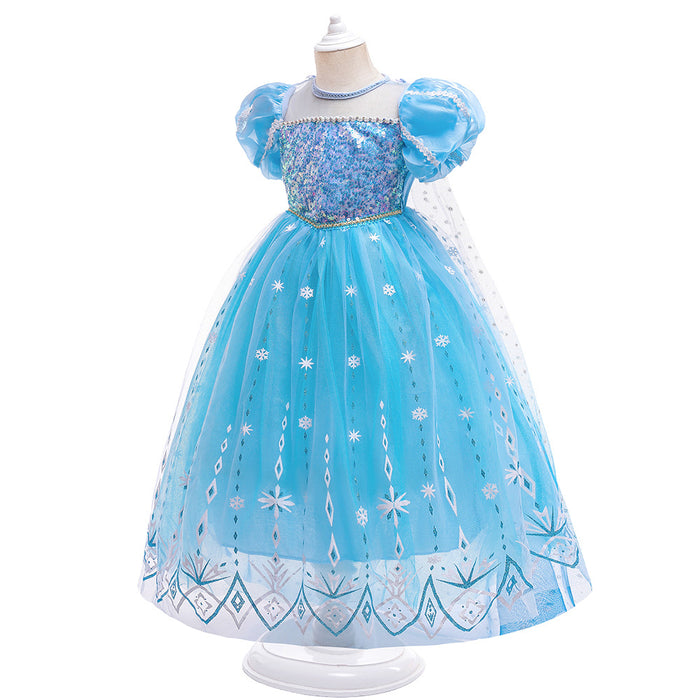 Wholesale Children's Dress Dress Girls Sequins Snowflake Dress