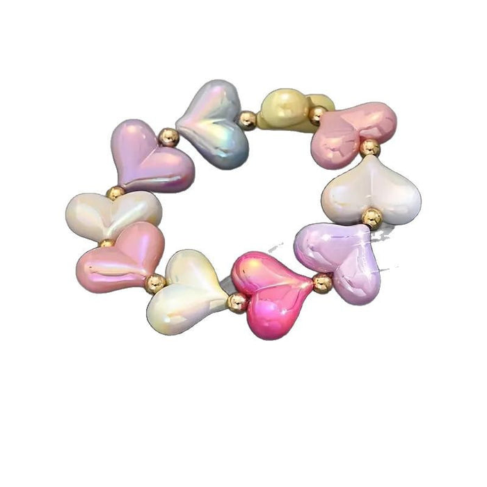 Wholesale Painted Colorful Heart Beaded Bracelet