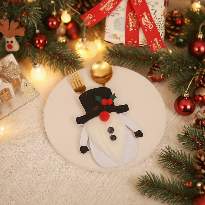 Wholesale Christmas decorations cartoon  doll knife and fork set dwarf tableware set dining table dress up props