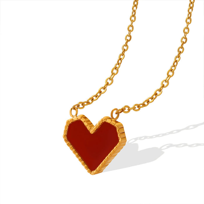 Wholesale Gold plated peach heart versatile titanium steel collarbone high-end women's necklace
