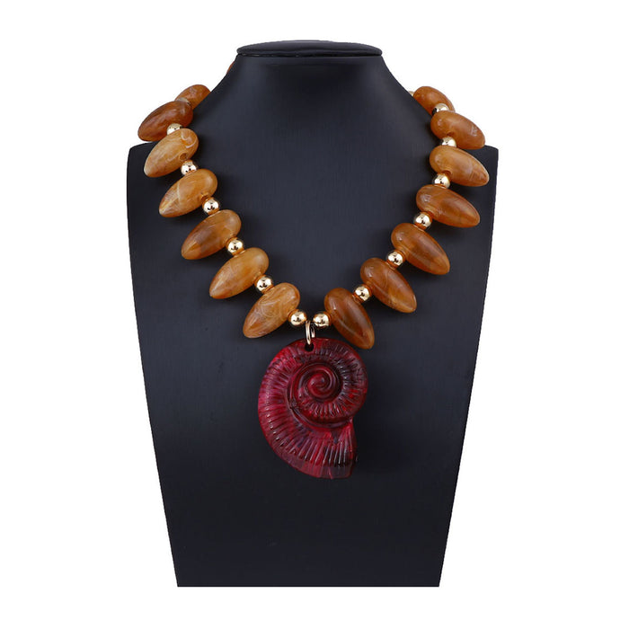 Wholesale Multi-Color Optional Beaded Large Conch Pendant Necklace Light Luxury Versatile Women