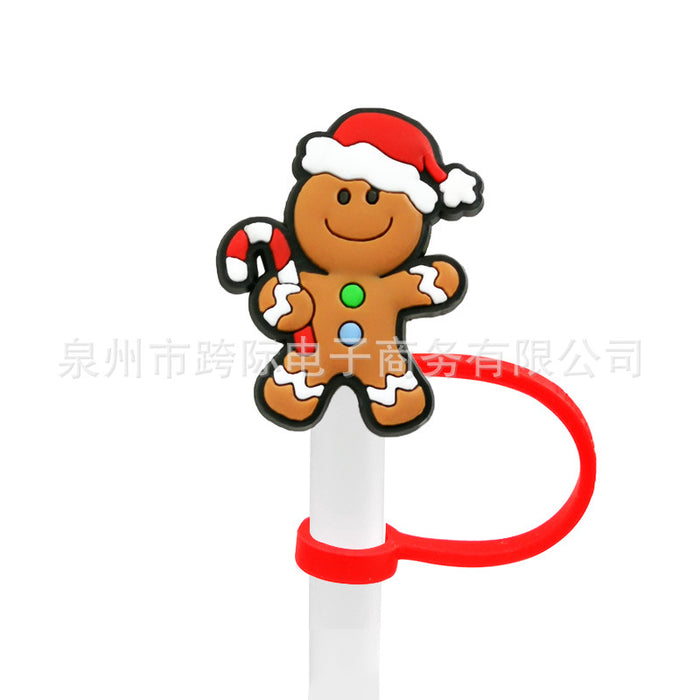 Wholesale Cartoon style straw cover, straw cap, silicone dust stopper, cute anime party straw decoration