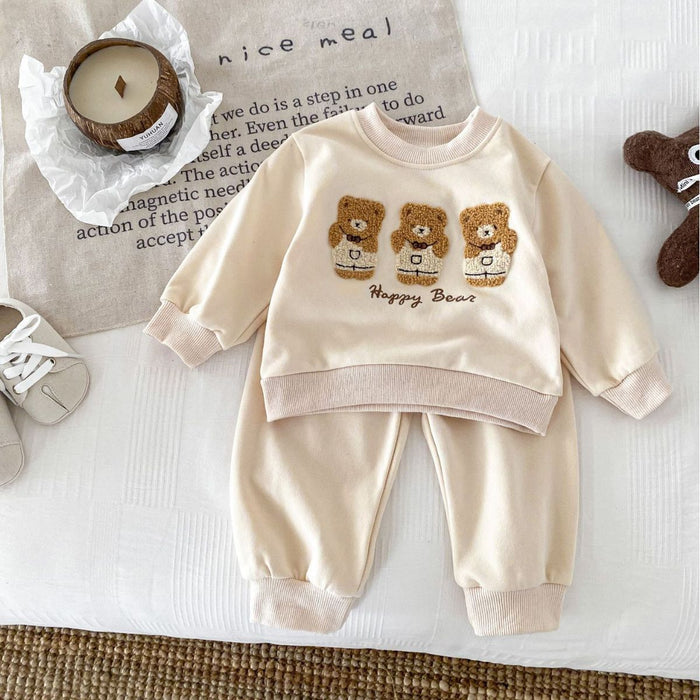 Wholesale Cartoon Bear Embroidered Sweatshirt Children's Suit JDC-CTS-WeiNiS016