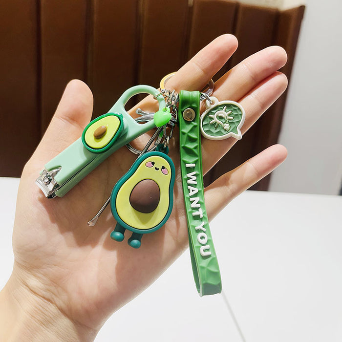 Wholesale  Silicone Doll Spaceman Keychain Pendant Bag  Nail Clipper Ear Digging Spoon Keychain