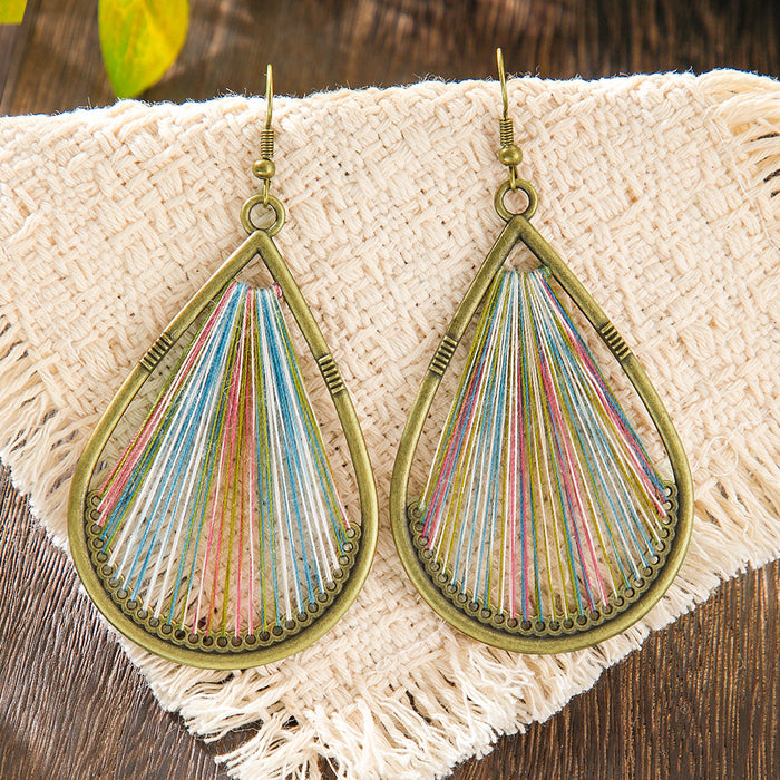 Wholesale 2pcs Bohemian ethnic style colorful large earrings