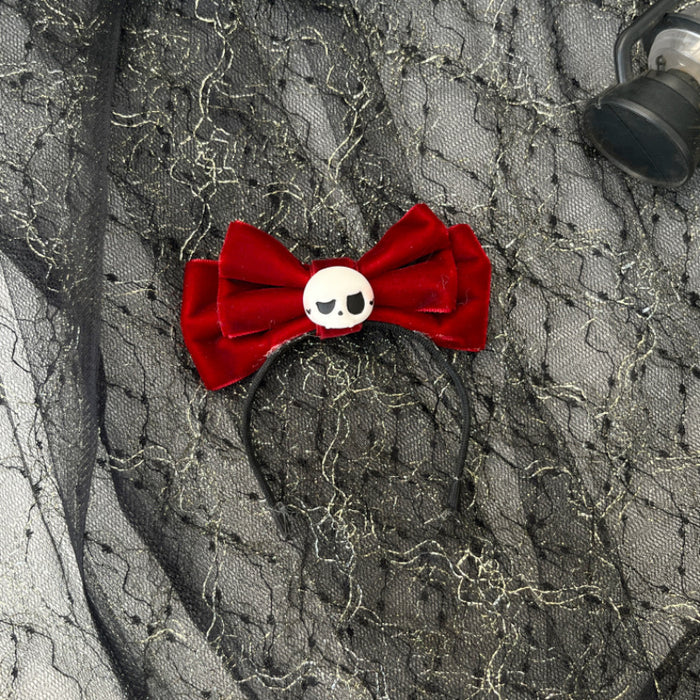 Wholesale Cute leopard print dress with small skull and bow headband