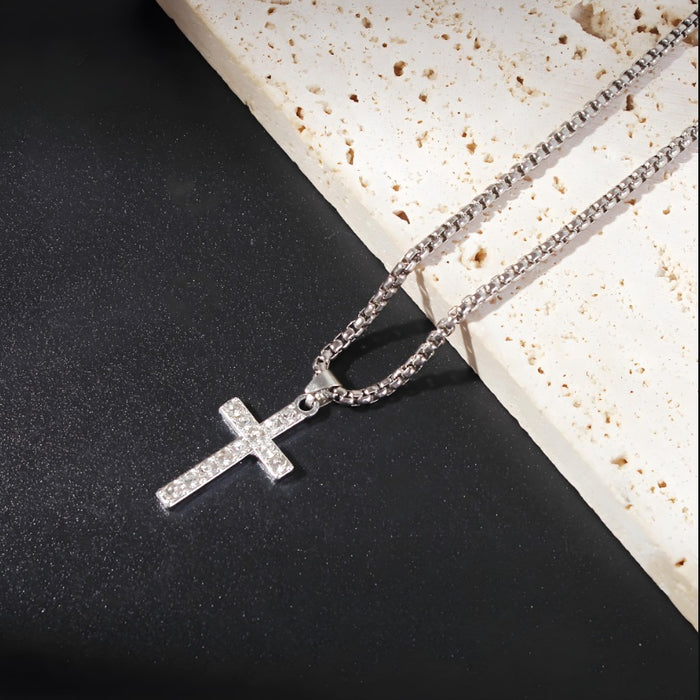 Wholesale Necklace accessories, street stainless steel full diamond cross collarbone chain wholesale