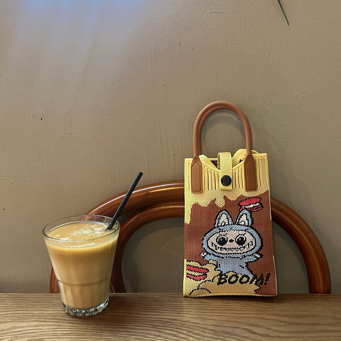 Wholesale Mobile Phone Bag Wool Knitted Small Square Bag  Small Bag Contrast Color