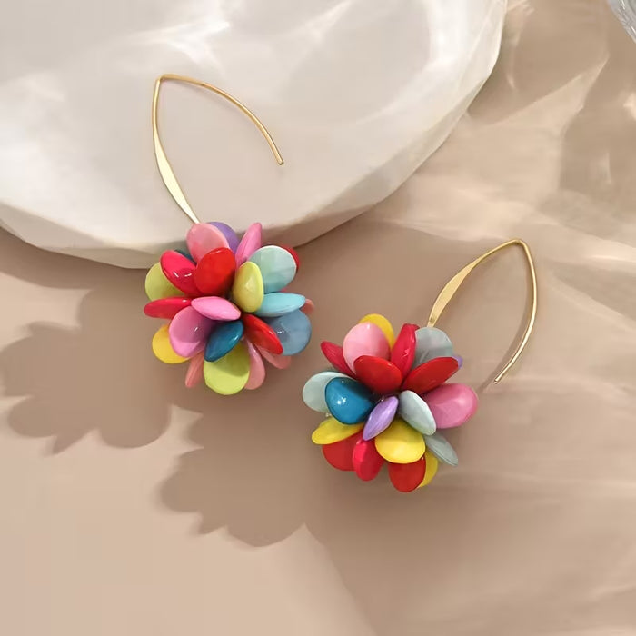 Wholesale Candy Color Acrylic Flower Earrings Fashion Jewelry Accessory Gift