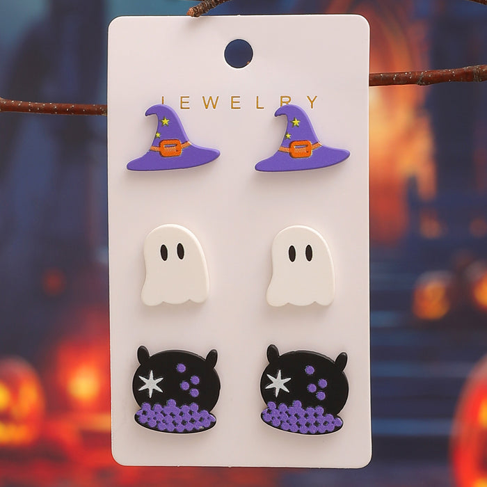 Wholesale  candy ghost hat earrings acrylic small holiday earrings cartoon cute funny earrings