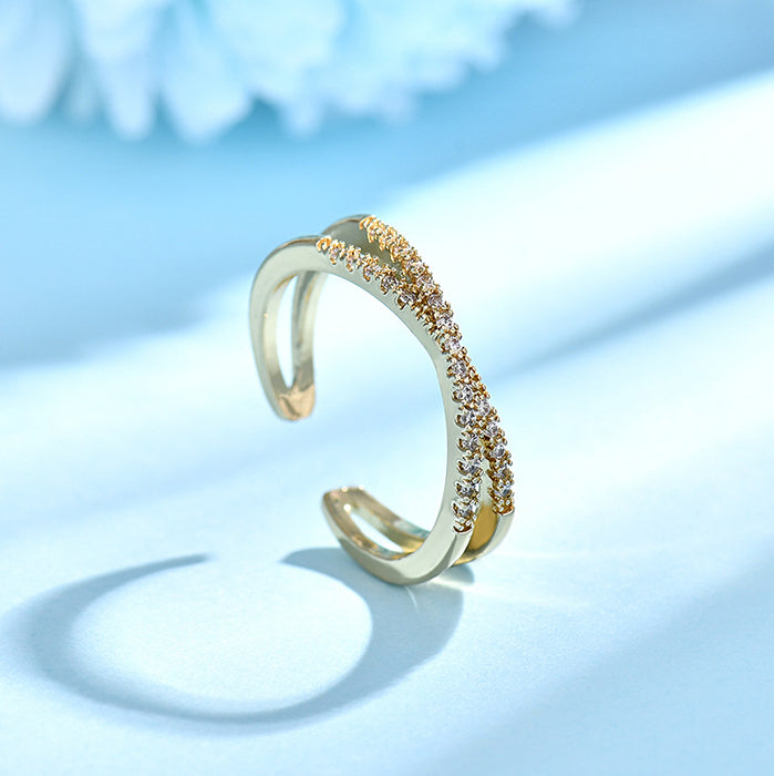 Wholesale Exquisite zircon inlaid open ring with simple temperament, niche ring accessory