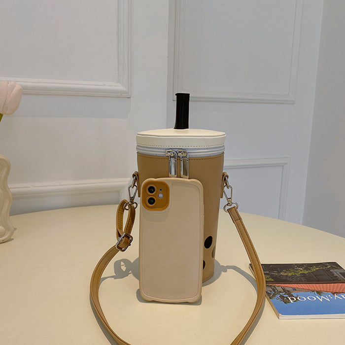 Wholesale Milk Tea Cup Soft Leather Crossbody Shoulder Bag JDC-SD-NvJ001