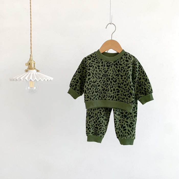 Wholesale Cute Leopard Print Sweatshirt Pure Cotton Long Sleeve Baby Clothes Suit JDC-BC-WeiNiS007