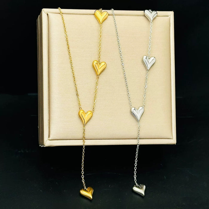 Wholesale 2pcs Light Luxury Heart-Shaped Pendant — Premium-Look Clavicle Chain Necklace