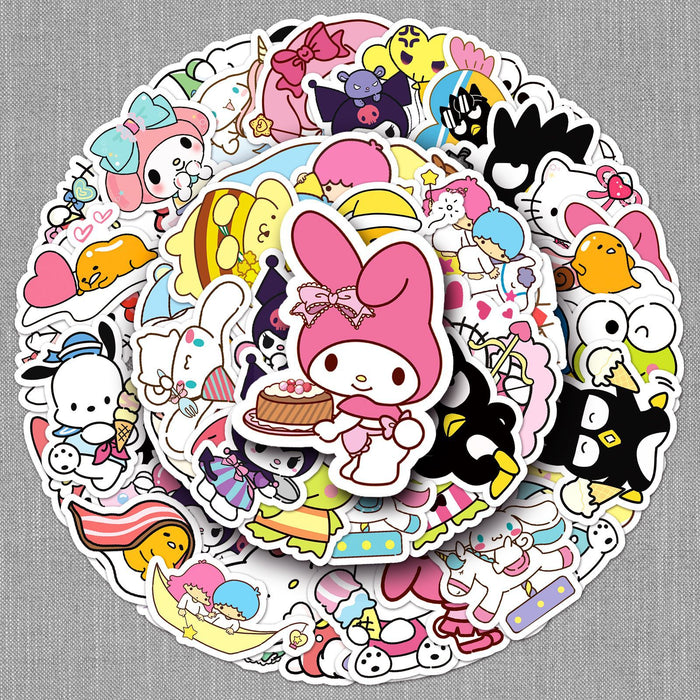 Wholesale 50pcs Mixed cartoon stickers cute creative decorative mobile phone case small mochi stickers