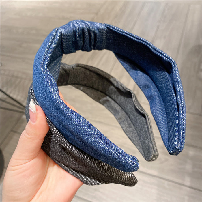 Wholesale Denim Blue Fabric Headband JDC-HD-HonW001