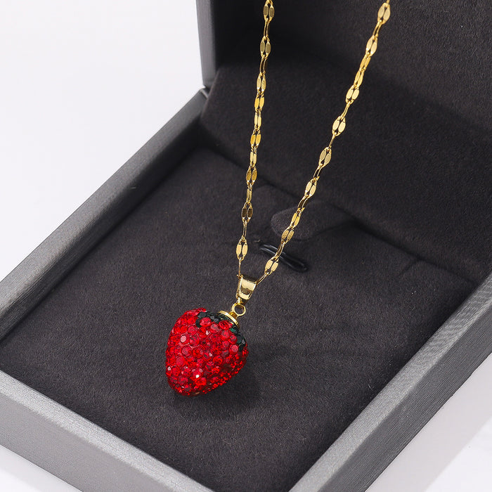 Wholesale Women's  Fruit Pendant Necklace Titanium Steel Lip Chain Jewelry