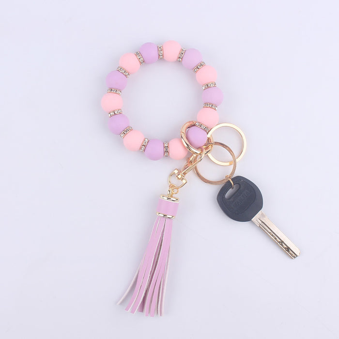 Wholesale Silicone bracelet wrist keychain tassel pendant