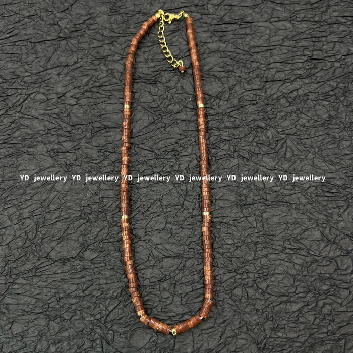Wholesale Gemstone beaded moonstone patterned green water wave chain star and moon pendant stacked necklace