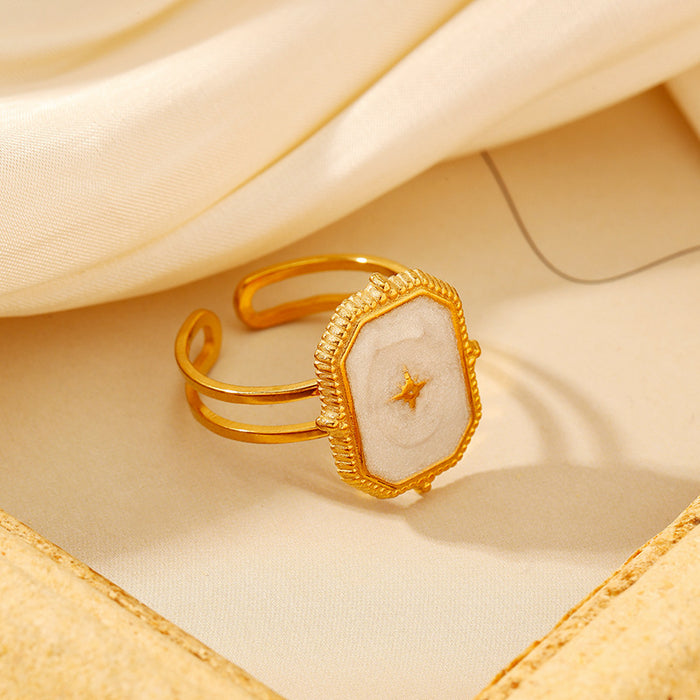 Wholesale Drip oil titanium steel ring, simple and luxurious geometric octagonal star heart stainless steel ring