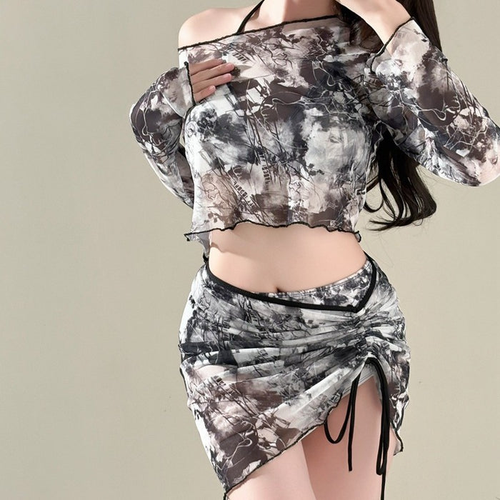 Wholesale Bikini four piece swimsuit gauze skirt split swimsuit sexy hot spring swimsuit