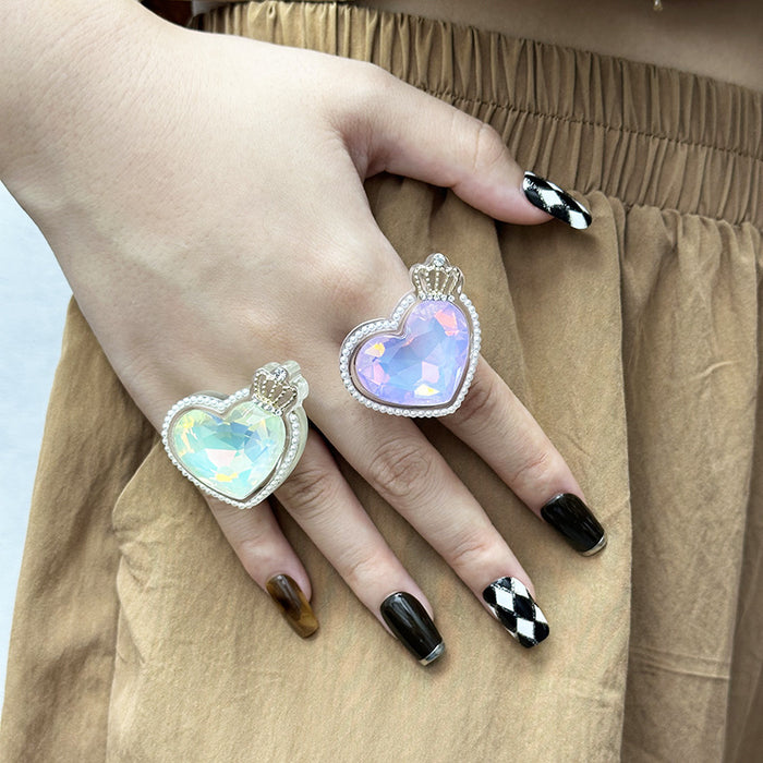 Wholesale New Light Luxury Crown Love Niche Design Ring Jewelry Colorful Shining Ring