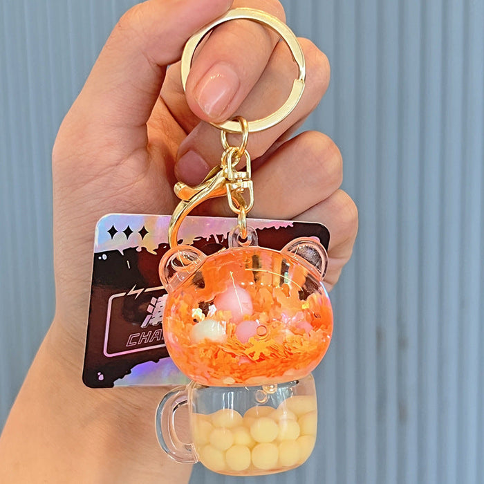 Wholesale Bear Cup Quicksand Bottle Keychain JDC-KC-ChaoHe001