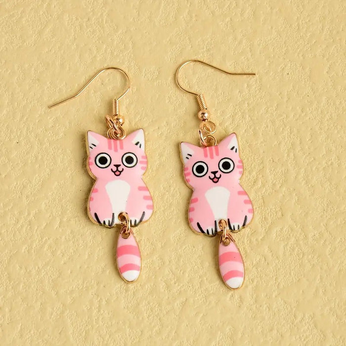 Wholesale Cartoon Cute Kitten Alloy Earrings JDC-ES-HaoH002