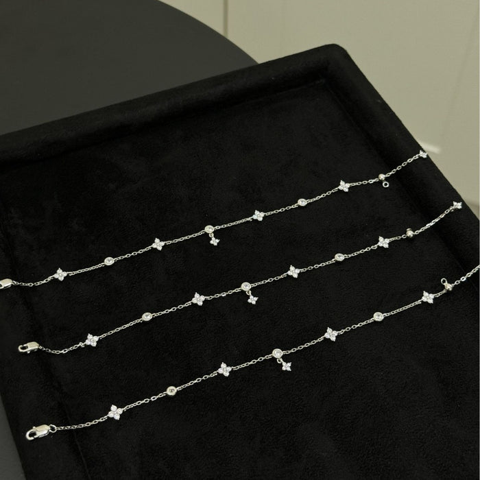 Wholesale S925 Sterling Silver Bracelet Four-leaf Flower Tassel Bubble Diamond Bracelet