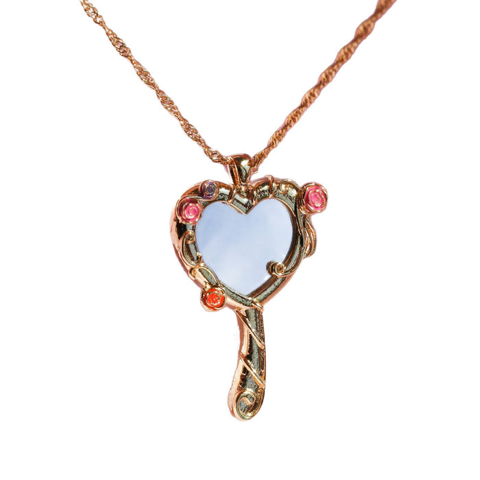 Wholesale Gold Tone Copper Heart Shaped Mirror Photo Frame Pendant Necklace Chic Cute Gift For Women