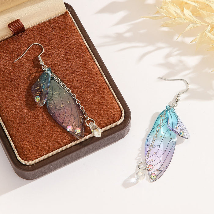Wholesale Wings, Earhooks, Butterfly Earrings, Temperament, Long Eardrops, Cicada Wings, Gradient Colored Earrings