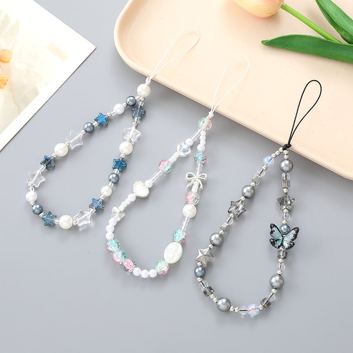 Wholesale Five-pointed Star Beaded Decoration Accessories Mobile Phone Pendant Keychain