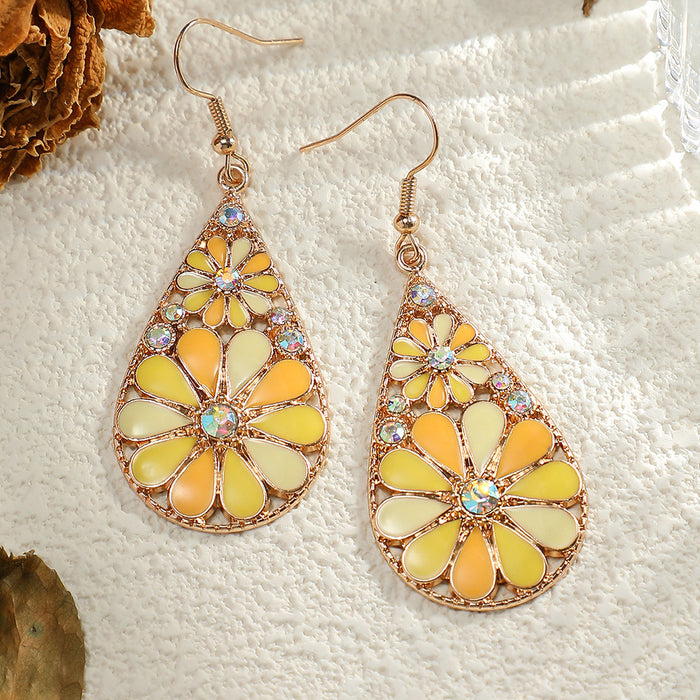 Wholesale Zinc Alloy Bohemian Drop Earrings with Rhinestone for Party Wear Boutique Resale MOQ≥2