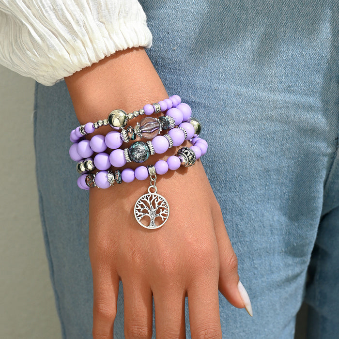 Wholesale Layered Turquoise Leaf Bracelet Set 4-Piece Fashion Jewelry Accessory MOQ≥2