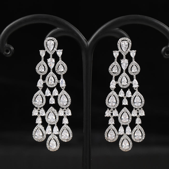 Wholesale Water Drop Tassel Zircon Earrings Fashionable and Versatile Super Flash Banquet Dress Earrings