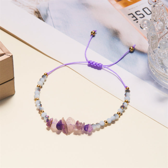 Wholesale hand-woven holiday style gravel beaded personality irregular stone woven adjustable bracelet