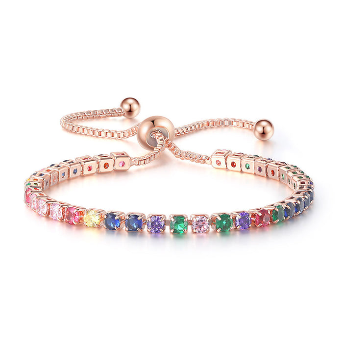 Wholesale Colored zircon bracelet, women's full diamond crystal tennis wholesale accessories