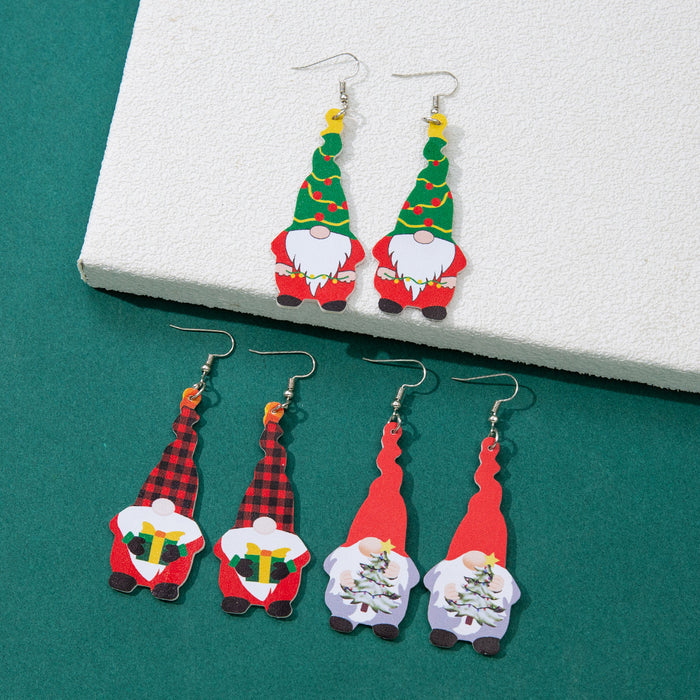 Wholesale Christmas Dwarf Leather Earrings Star Snowflake Holiday Decoration