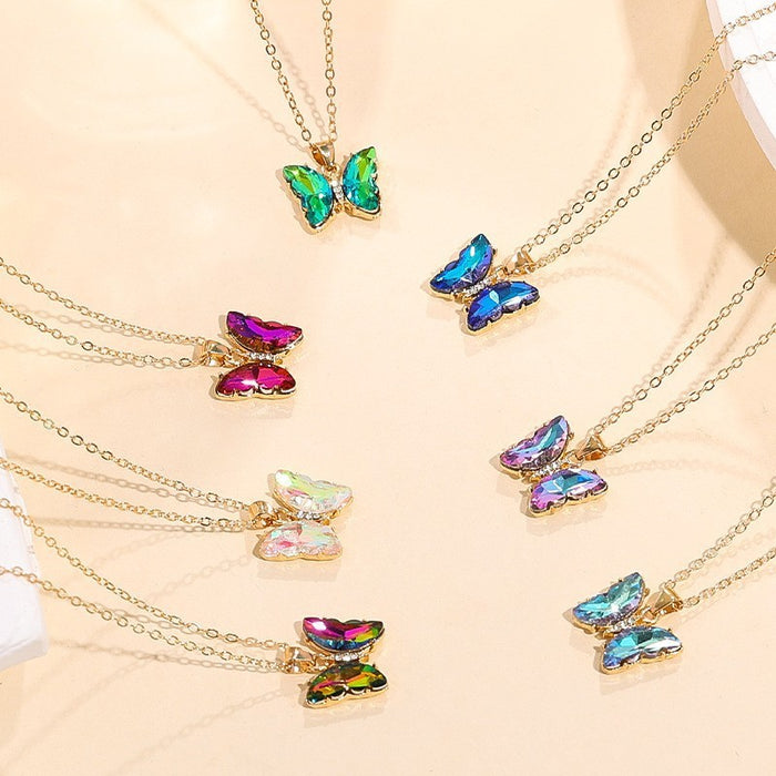 Wholesale Trendy Butterfly Jewelry Set Earrings Necklace Ring Alloy Fashion Accessory