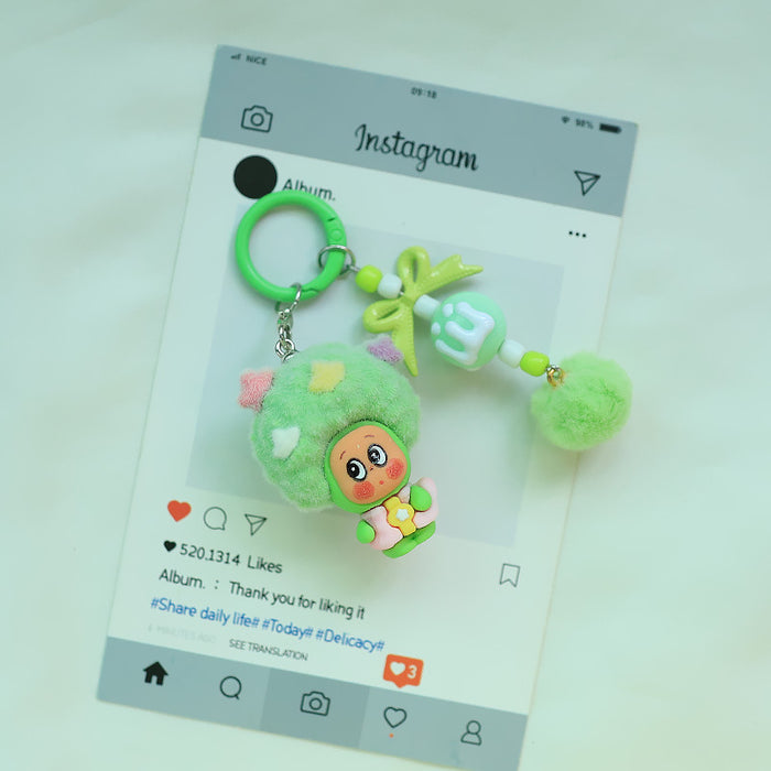 Wholesale Flocked Apple Star Cute Small Pendant Cute Silicone Doll Keychain