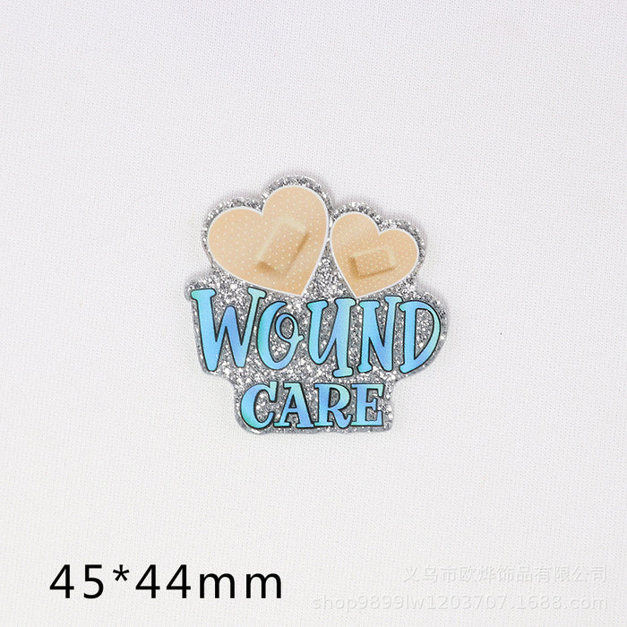 Wholesale Cartoon Letter Beverage Acrylic Pin DIY Patch Accessories JDC-FK-OuYie006