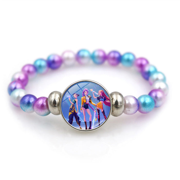 Wholesale K-POP Purple Beaded Bracelet Unisex Personality Elastic Wristband Jewelry