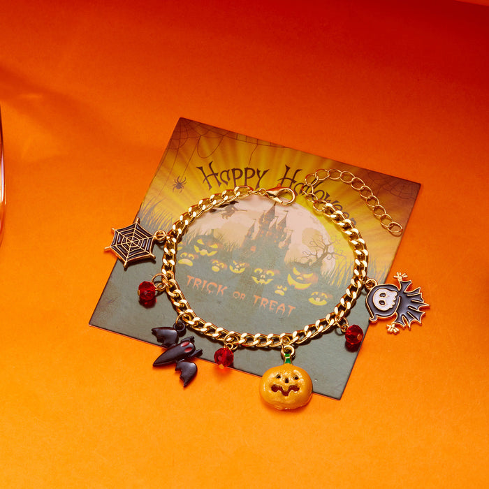 Wholesale Chain Bracelet for Women Halloween Pumpkin House Bat Ghost Pendant Bracelet