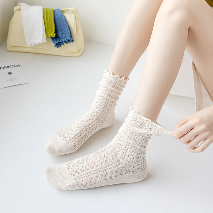 Wholesale Socks, thin cut, hollowed out, stacked socks, middle tube